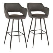 LumiSource Margarite 40in Barstool Set of 2 | Contemporary Black Metal and Grey PU Leather | Kitchen Island & Bar Seating | Model B30-MARGBK-GY2