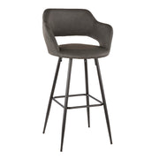 LumiSource Margarite 40in Barstool Set of 2 | Contemporary Black Metal and Grey PU Leather | Kitchen Island & Bar Seating | Model B30-MARGBK-GY2
