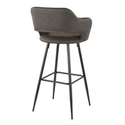 LumiSource Margarite 40in Barstool Set of 2 | Contemporary Black Metal and Grey PU Leather | Kitchen Island & Bar Seating | Model B30-MARGBK-GY2