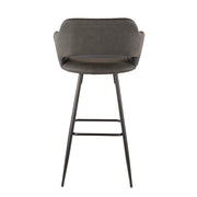 LumiSource Margarite 40in Barstool Set of 2 | Contemporary Black Metal and Grey PU Leather | Kitchen Island & Bar Seating | Model B30-MARGBK-GY2