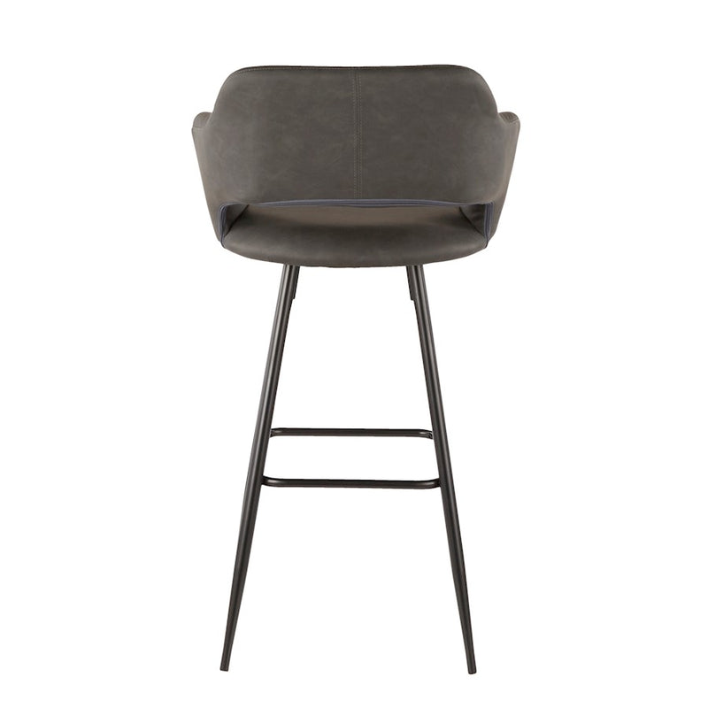 LumiSource Margarite 40in Barstool Set of 2 | Contemporary Black Metal and Grey PU Leather | Kitchen Island & Bar Seating | Model B30-MARGBK-GY2