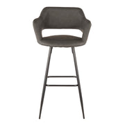 LumiSource Margarite 40in Barstool Set of 2 | Contemporary Black Metal and Grey PU Leather | Kitchen Island & Bar Seating | Model B30-MARGBK-GY2