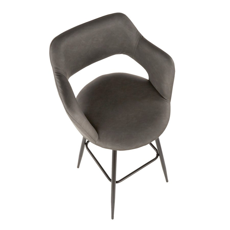 LumiSource Margarite 40in Barstool Set of 2 | Contemporary Black Metal and Grey PU Leather | Kitchen Island & Bar Seating | Model B30-MARGBK-GY2