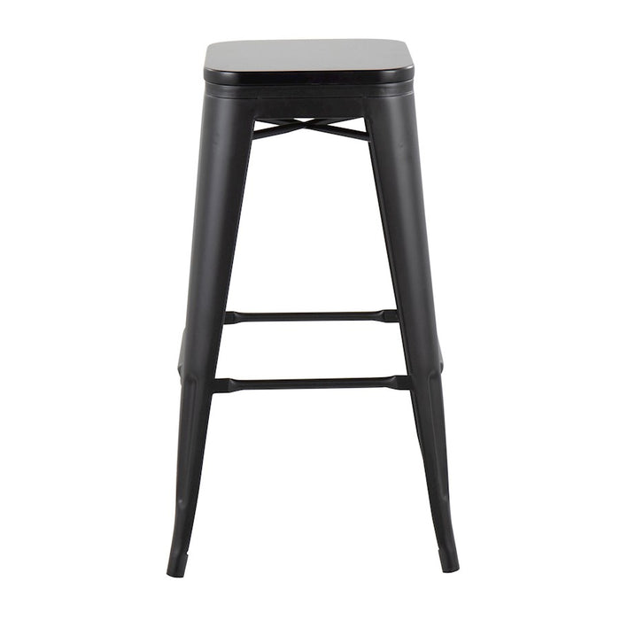 LumiSource Oregon Barstool, Set of 2 in Black Steel/Black Wood