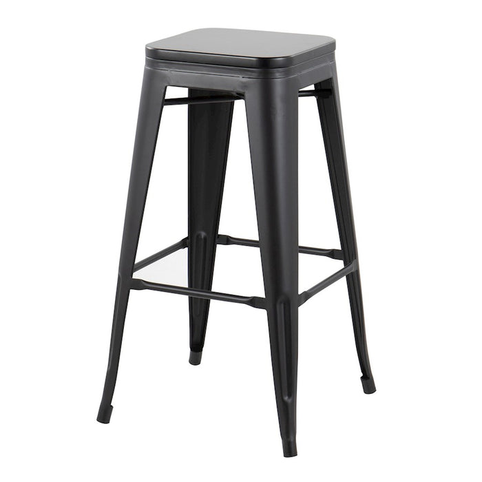 LumiSource Oregon Barstool, Set of 2 in Black Steel/Black Wood
