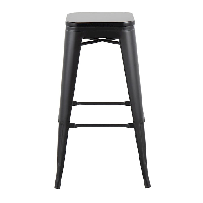 LumiSource Oregon Barstool, Set of 2 in Black Steel/Black Wood