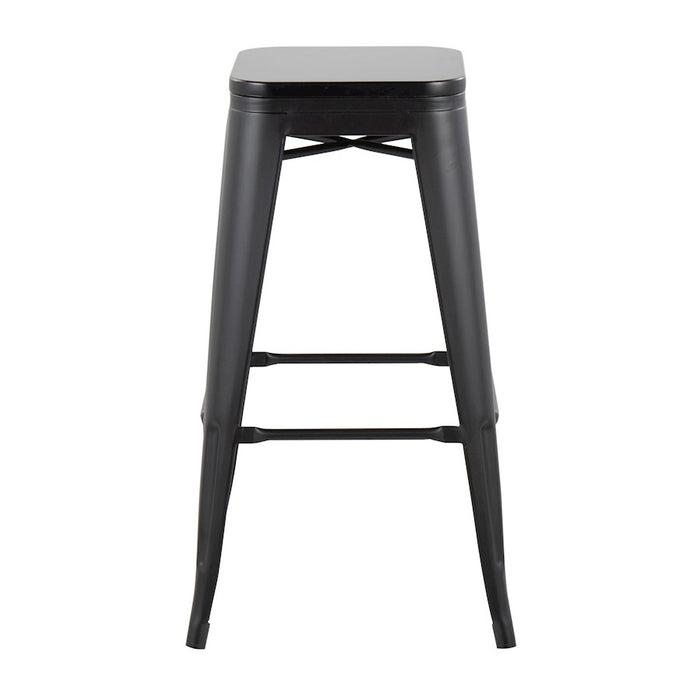 LumiSource Oregon Barstool, Set of 2 in Black Steel/Black Wood