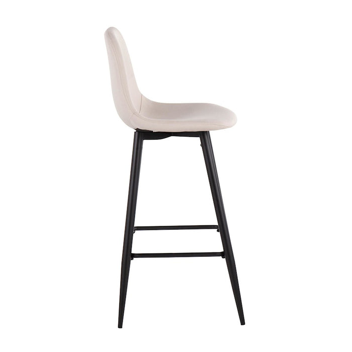 LumiSource Pebble Barstool, Set of 2 in Black Metal/Beige Fabric