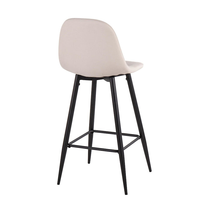 LumiSource Pebble Barstool, Set of 2 in Black Metal/Beige Fabric