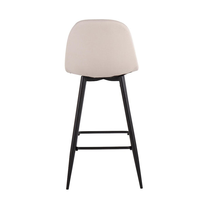 LumiSource Pebble Barstool, Set of 2 in Black Metal/Beige Fabric