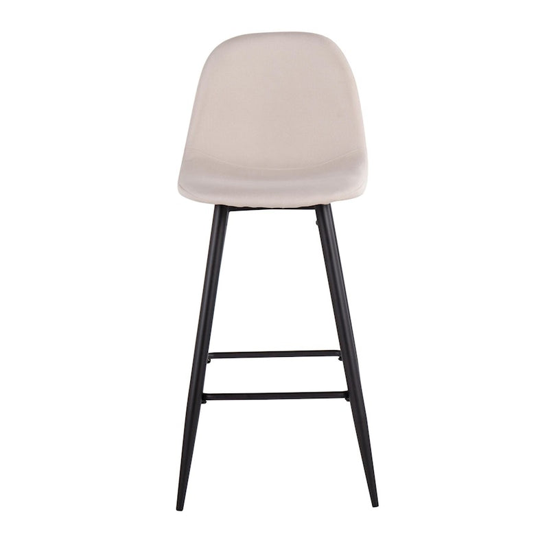 LumiSource Pebble Barstool, Set of 2 in Black Metal/Beige Fabric