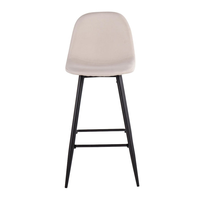 LumiSource Pebble Barstool, Set of 2 in Black Metal/Beige Fabric