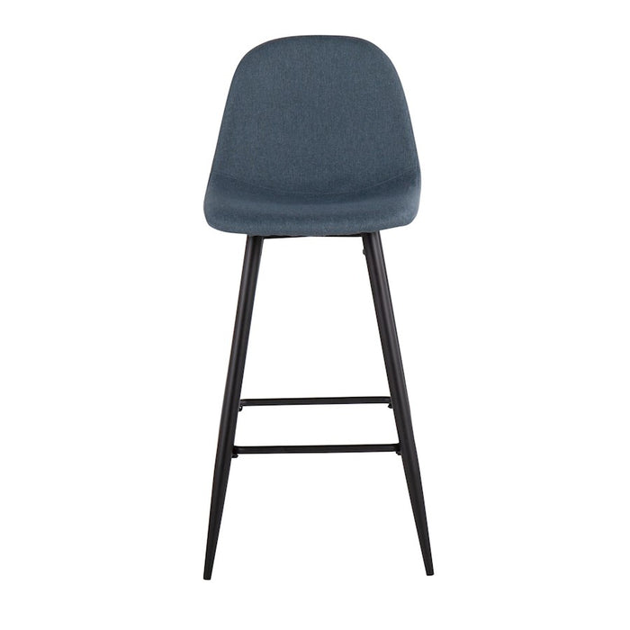 LumiSource Pebble Barstool, Set of 2 in Black Metal/Blue Fabric