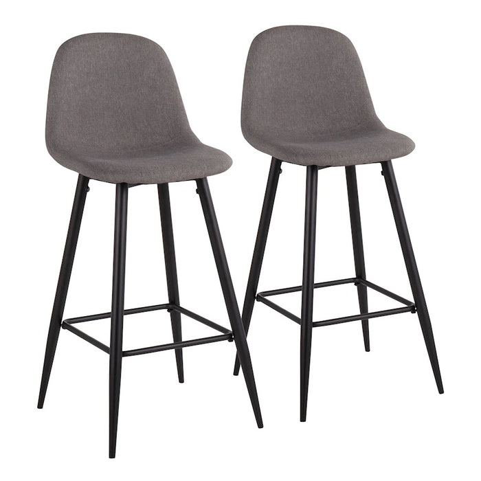 LumiSource Pebble Barstool, Set of 2, Black/Charcoal Fabric - B30-PEBBKCHAR2