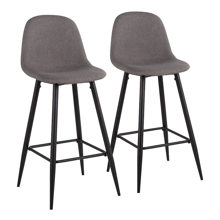 LumiSource Pebble Barstool, Set of 2, Black/Charcoal Fabric - B30-PEBBKCHAR2
