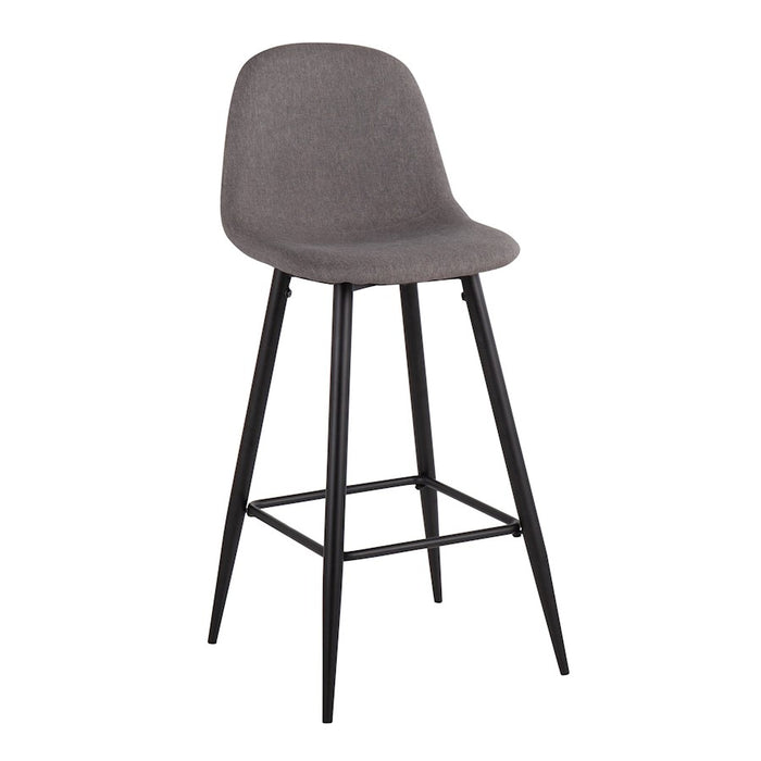LumiSource Pebble Barstool, Set of 2, Black/Charcoal Fabric