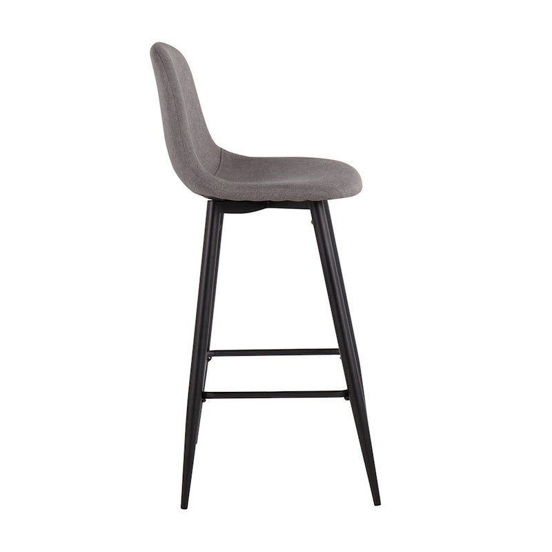 LumiSource Pebble Barstool, Set of 2, Black/Charcoal Fabric