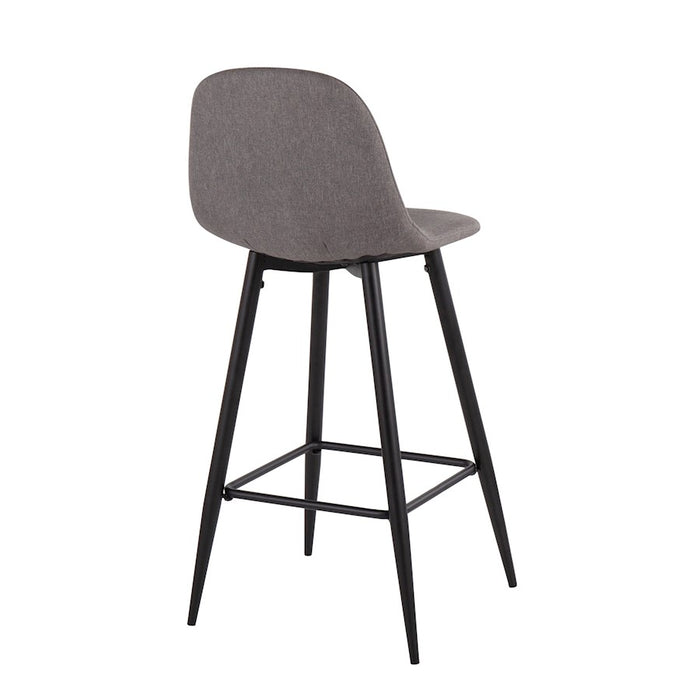 LumiSource Pebble Barstool, Set of 2, Black/Charcoal Fabric