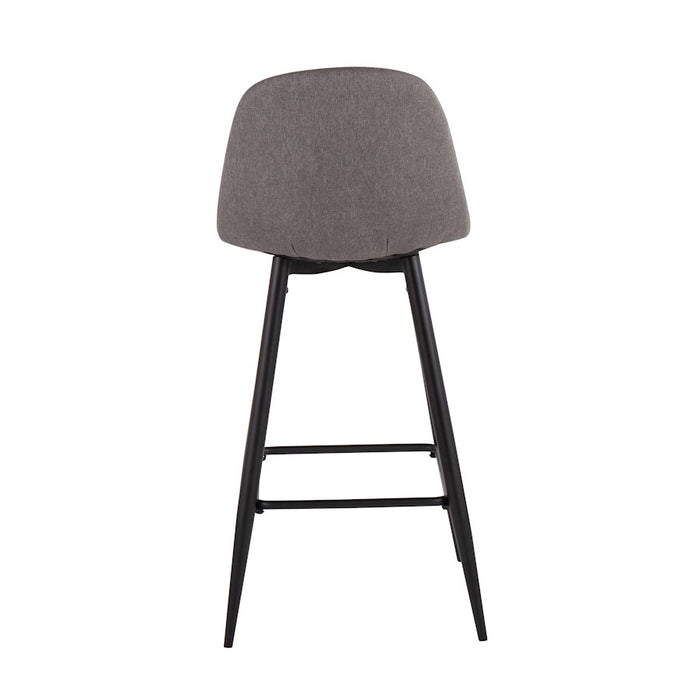 LumiSource Pebble Barstool, Set of 2, Black/Charcoal Fabric