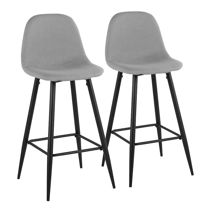 LumiSource Pebble Barstool, Set of 2, Black/Light Grey Fabric - B30-PEBBKLGY2