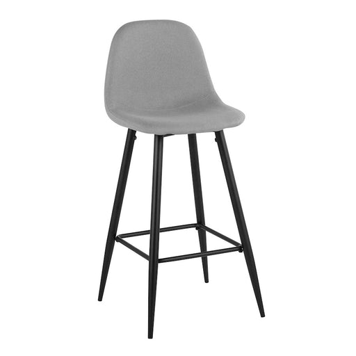 LumiSource Pebble Barstool, Set of 2, Black/Light Grey Fabric