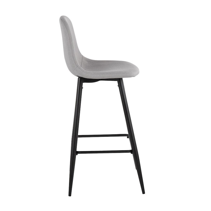 LumiSource Pebble Barstool, Set of 2, Black/Light Grey Fabric
