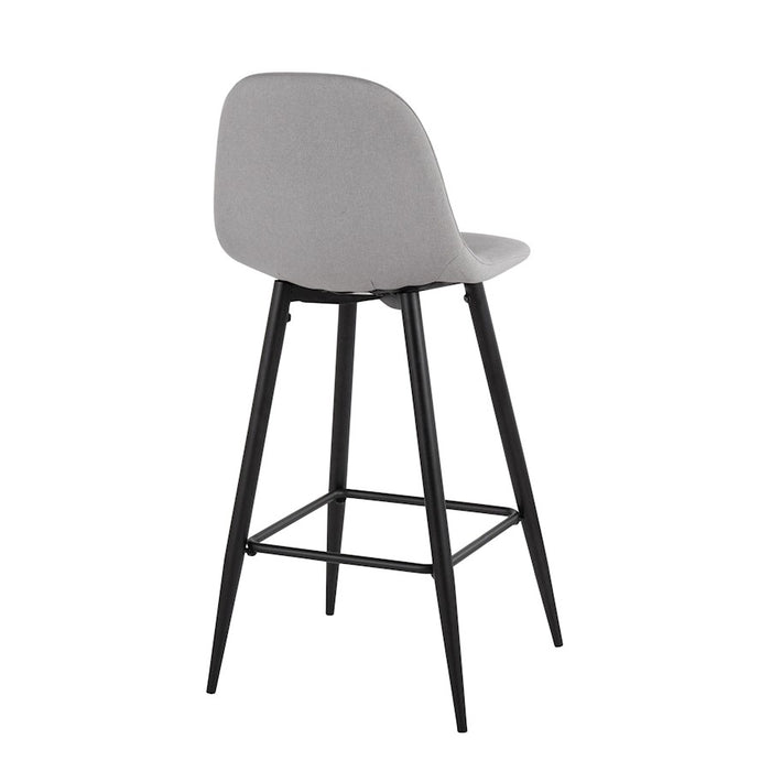 LumiSource Pebble Barstool, Set of 2, Black/Light Grey Fabric
