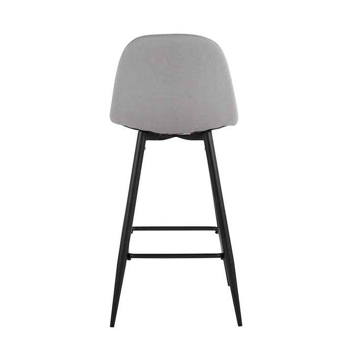 LumiSource Pebble Barstool, Set of 2, Black/Light Grey Fabric