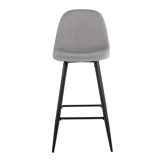 LumiSource Pebble Barstool, Set of 2, Black/Light Grey Fabric