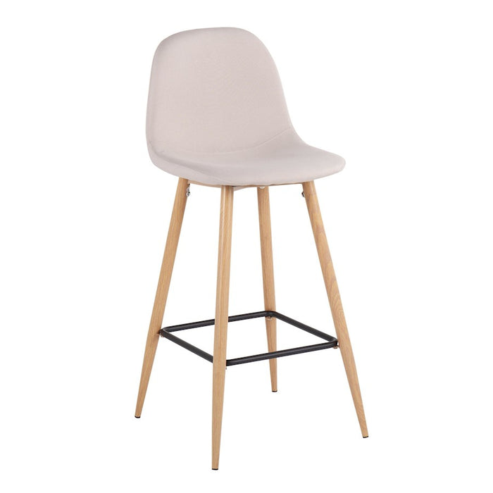 LumiSource Pebble Barstool, Set of 2, Natural Metal/Beige Fabric