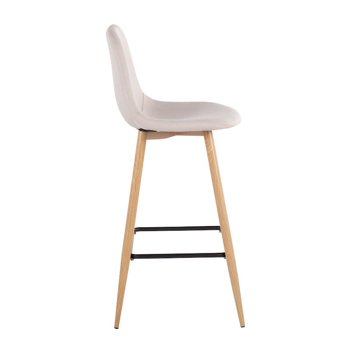 LumiSource Pebble Barstool, Set of 2, Natural Metal/Beige Fabric