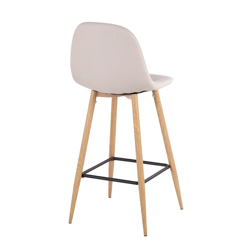 LumiSource Pebble Barstool, Set of 2, Natural Metal/Beige Fabric