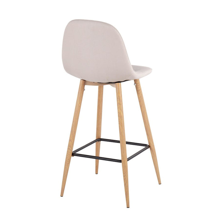 LumiSource Pebble Barstool, Set of 2, Natural Metal/Beige Fabric
