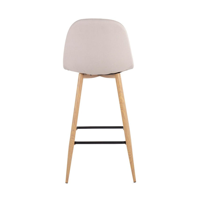 LumiSource Pebble Barstool, Set of 2, Natural Metal/Beige Fabric