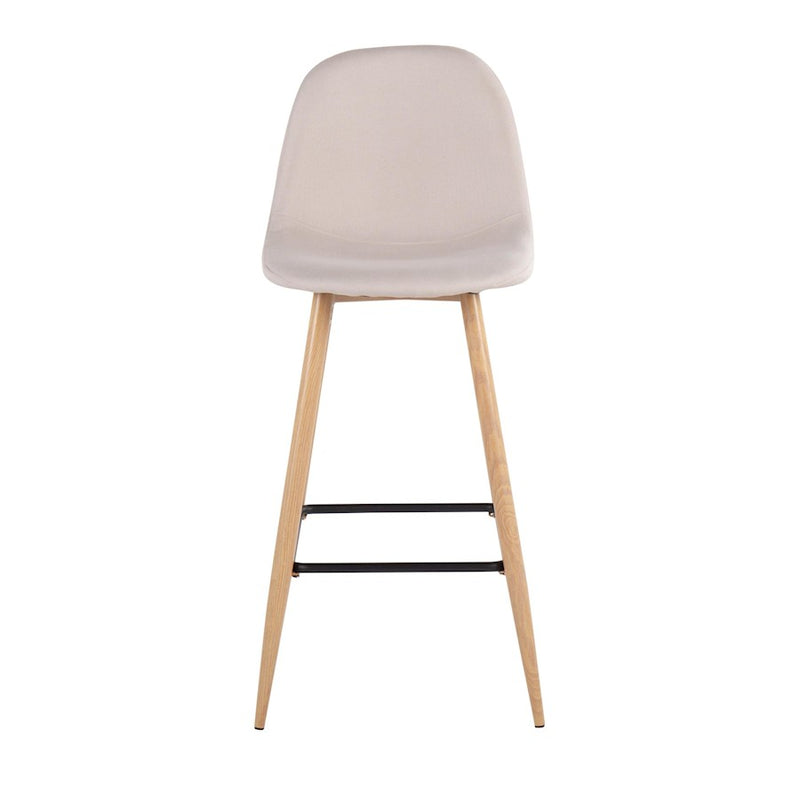 LumiSource Pebble Barstool, Set of 2, Natural Metal/Beige Fabric