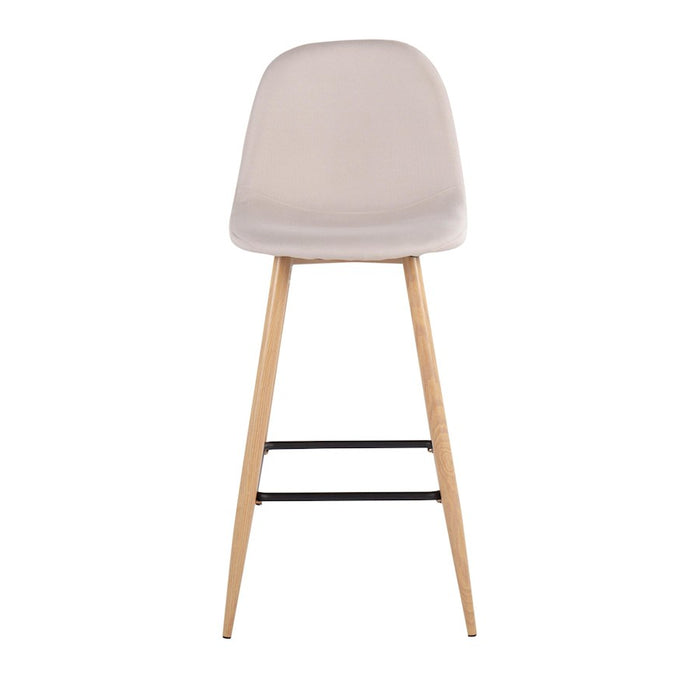 LumiSource Pebble Barstool, Set of 2, Natural Metal/Beige Fabric