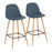 LumiSource Pebble Barstool, Set of 2 in Natural Metal/Blue Fabric - B30-PEBNABU2