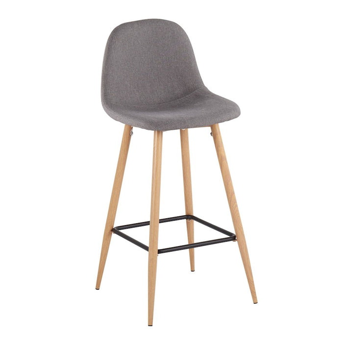 LumiSource Pebble Barstool, Set of 2, Natural/Charcoal Fabric