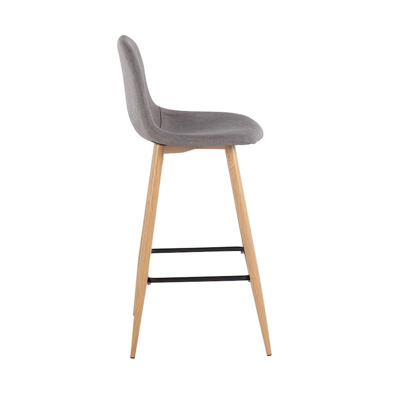 LumiSource Pebble Barstool, Set of 2, Natural/Charcoal Fabric