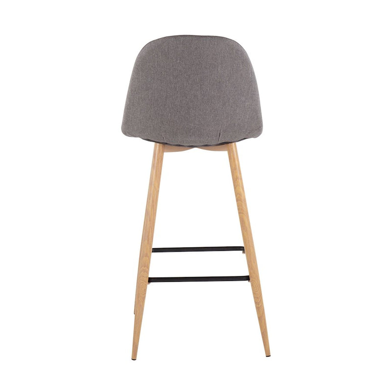 LumiSource Pebble Barstool, Set of 2, Natural/Charcoal Fabric