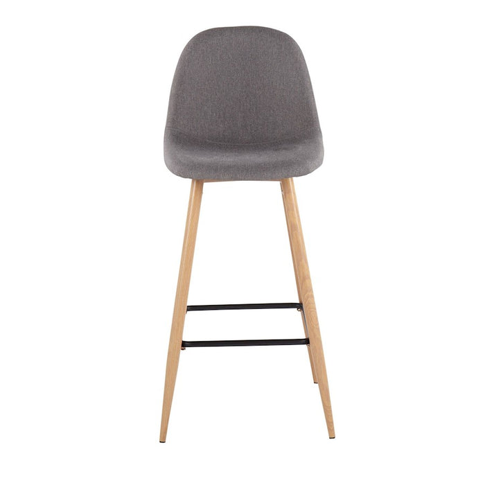 LumiSource Pebble Barstool, Set of 2, Natural/Charcoal Fabric