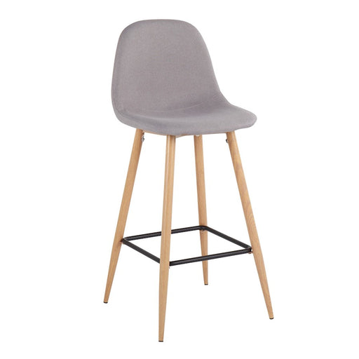 LumiSource Pebble Barstool, Set of 2, Natural/Light Grey Fabric