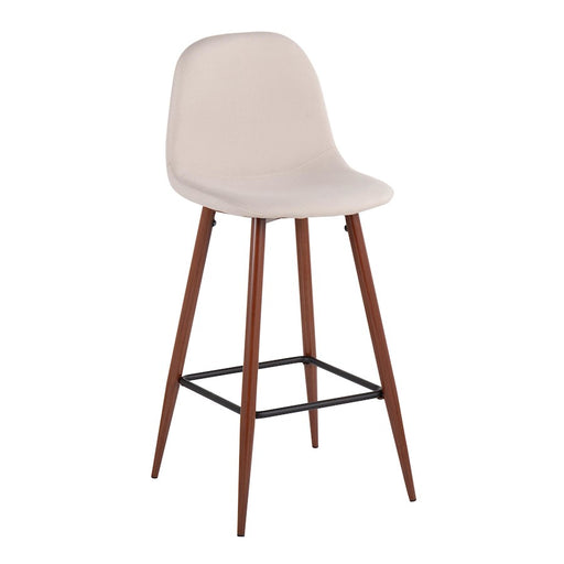 LumiSource Pebble Barstool, Set of 2 in Walnut Metal/Beige Fabric