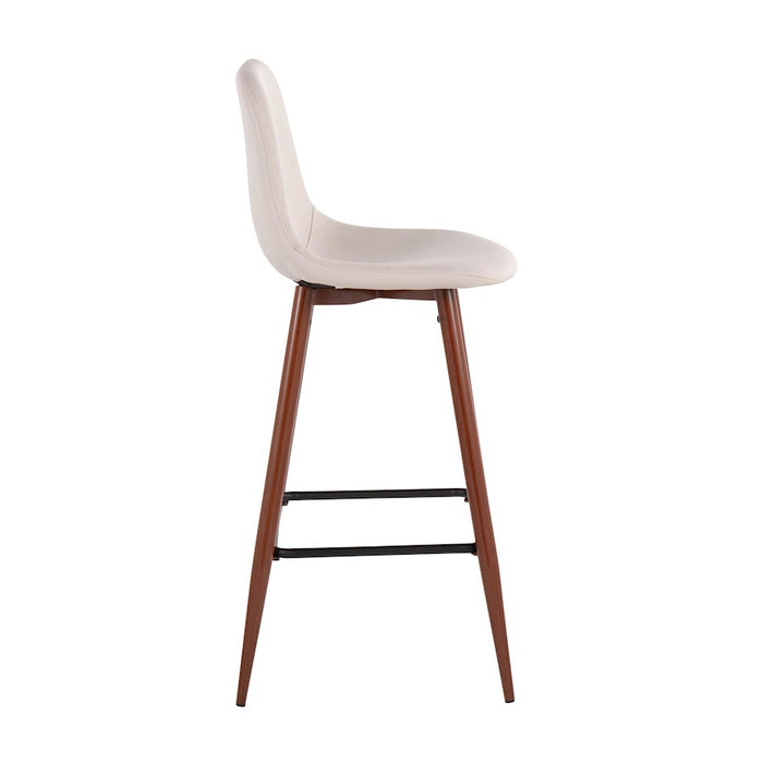 LumiSource Pebble Barstool, Set of 2 in Walnut Metal/Beige Fabric