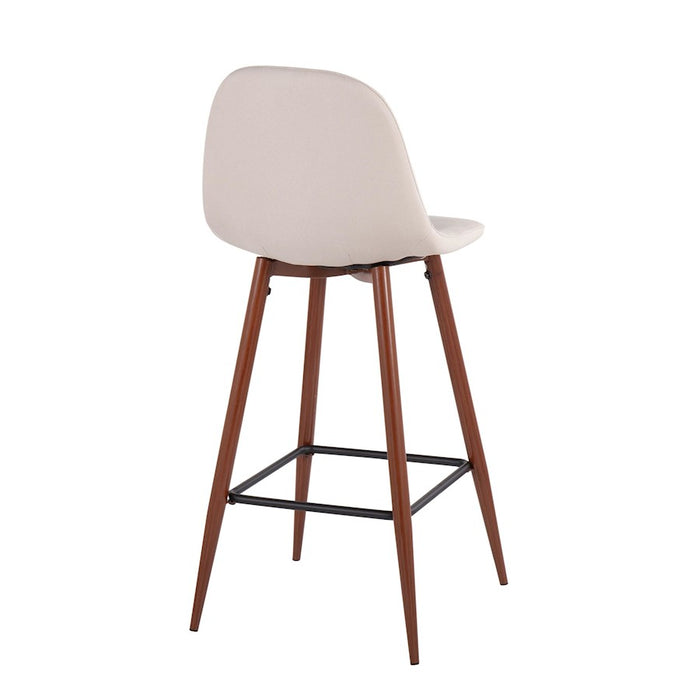 LumiSource Pebble Barstool, Set of 2 in Walnut Metal/Beige Fabric