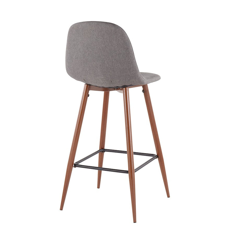 LumiSource Pebble Barstool, Set of 2, Walnut Metal/Charcoal