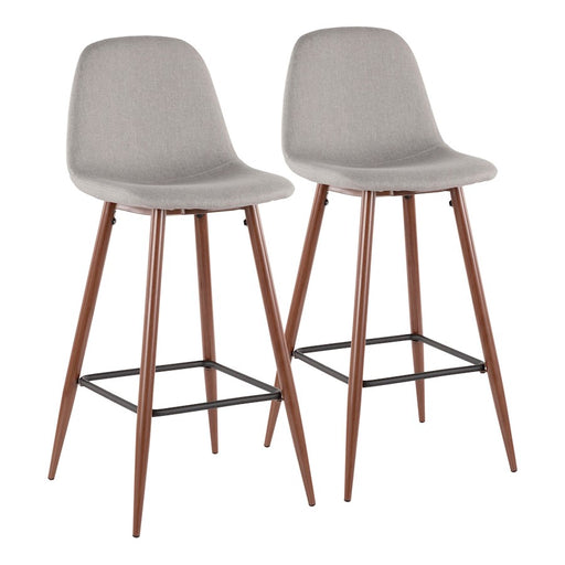 LumiSource Pebble Barstool, Set of 2, Walnut Metal/Light Grey - B30-PEBWLLGY2