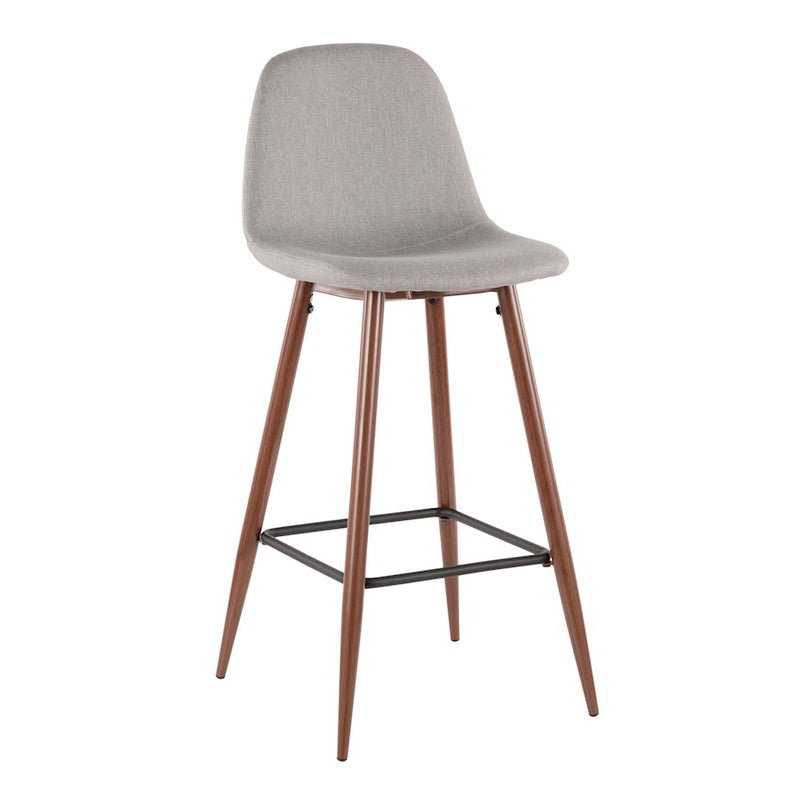 LumiSource Pebble Barstool, Set of 2, Walnut Metal/Light Grey