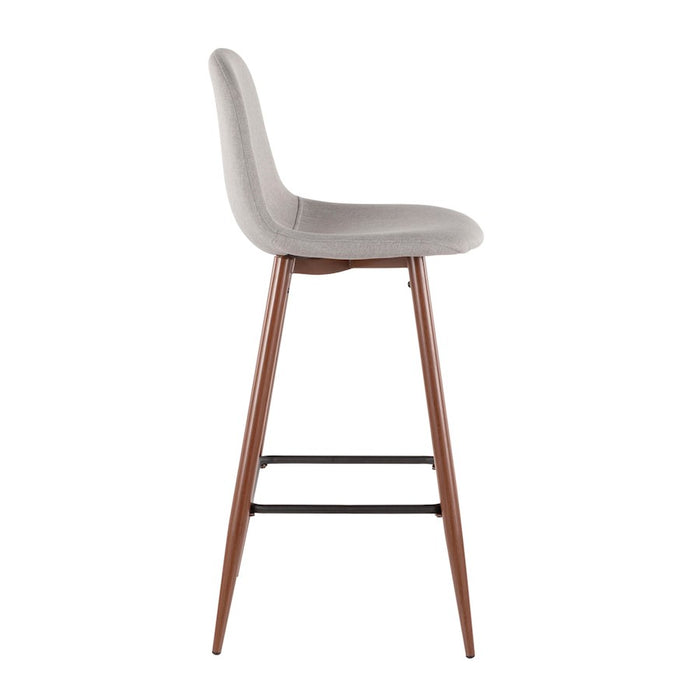 LumiSource Pebble Barstool, Set of 2, Walnut Metal/Light Grey