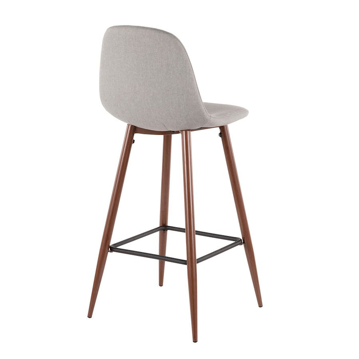LumiSource Pebble Barstool, Set of 2, Walnut Metal/Light Grey